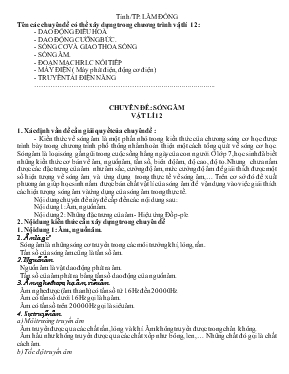 Chuyên đề Sóng âm vật lí 12